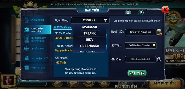 Betvn cung cấp nhiều phương thức gửi và rút tiền tiện lợi - Betvn